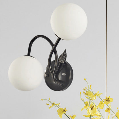 Frendorf | Traditionele Sferische Wandlamp 2-Lichts Facetglas Wandlamp Armatuur in Zwart