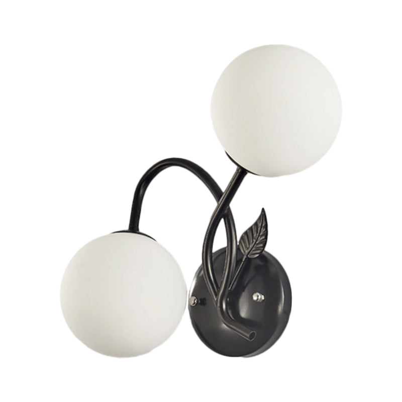 Frendorf | Traditionele Sferische Wandlamp 2-Lichts Facetglas Wandlamp Armatuur in Zwart