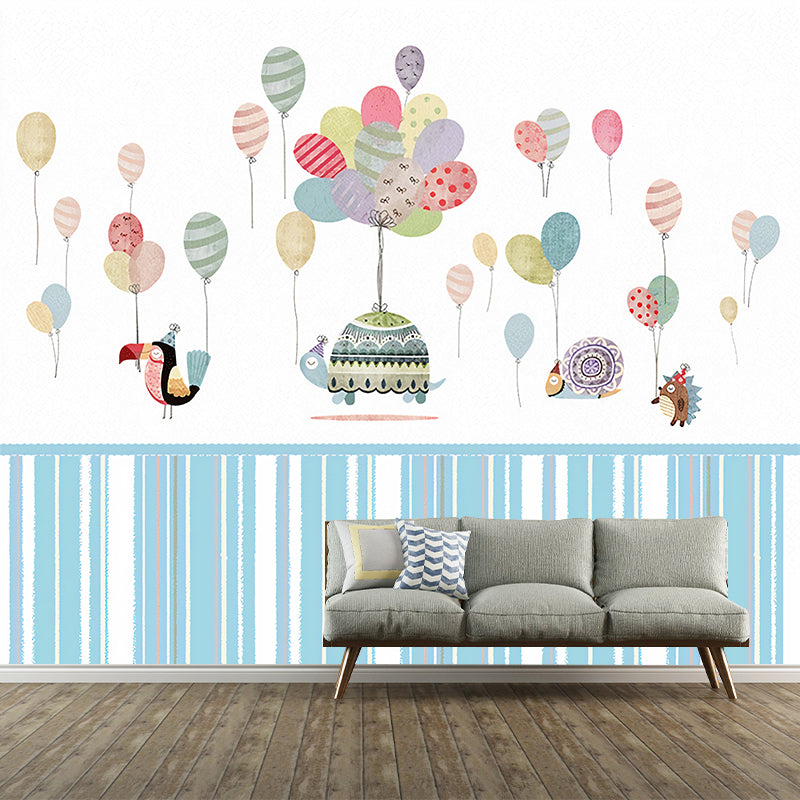 Frendorf | Kinder Kunst Baby Wandtapete mit Tier- und Ballonmuster Pastellfarbe Wandbekleidung für das Kinderzimmer