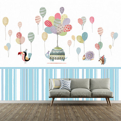 Frendorf | Kinder Kunst Baby Wandtapete mit Tier- und Ballonmuster Pastellfarbe Wandbekleidung für das Kinderzimmer