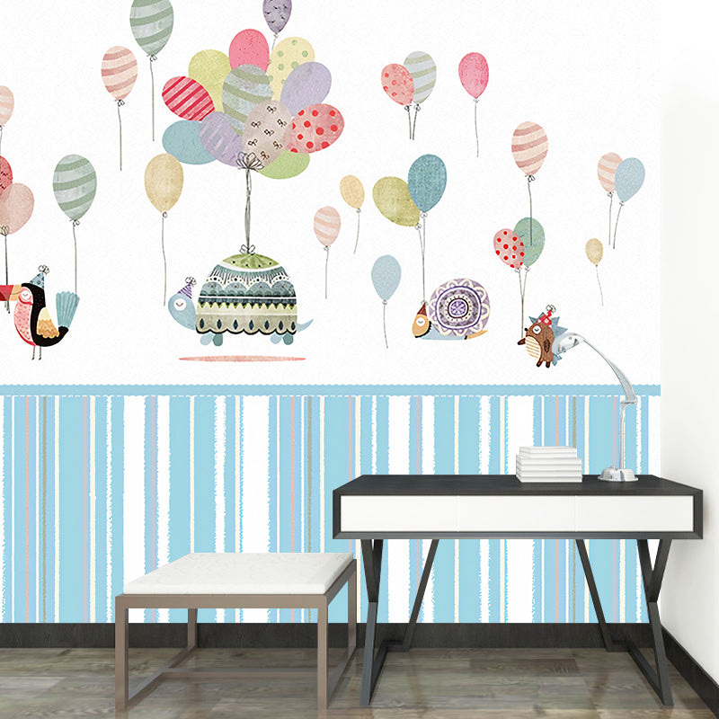Frendorf | Kinder Kunst Baby Wandtapete mit Tier- und Ballonmuster Pastellfarbe Wandbekleidung für das Kinderzimmer