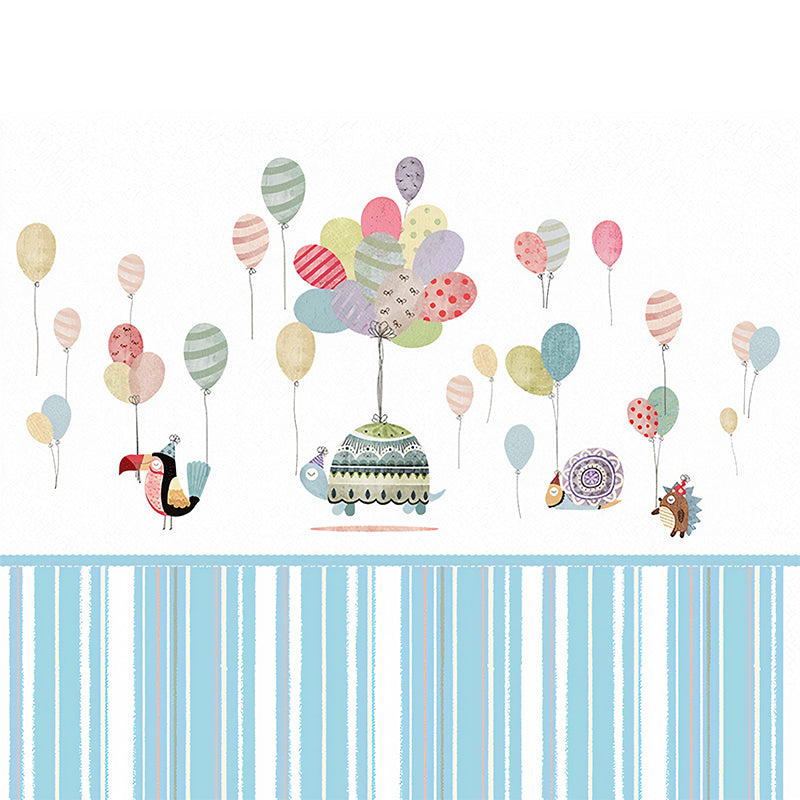 Frendorf | Kinder Kunst Baby Wandtapete mit Tier- und Ballonmuster Pastellfarbe Wandbekleidung für das Kinderzimmer