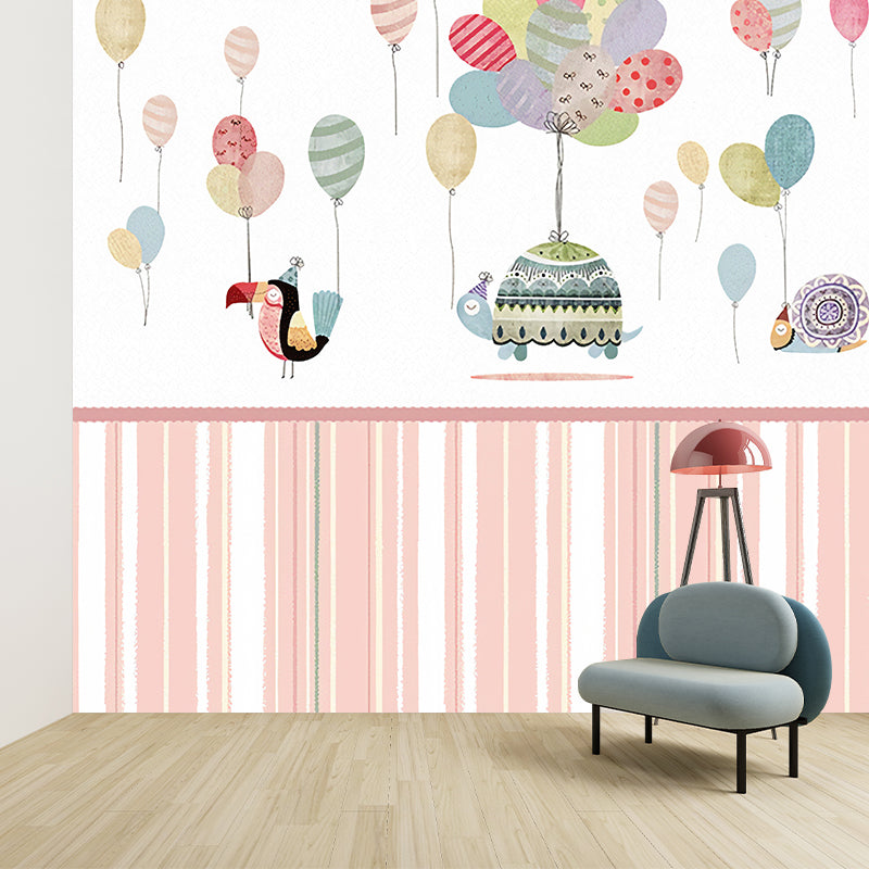 Frendorf | Kinder Kunst Baby Wandtapete mit Tier- und Ballonmuster Pastellfarbe Wandbekleidung für das Kinderzimmer