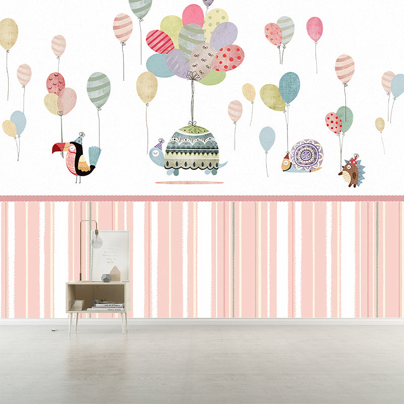 Frendorf | Kinder Kunst Baby Wandtapete mit Tier- und Ballonmuster Pastellfarbe Wandbekleidung für das Kinderzimmer