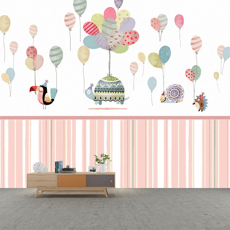 Frendorf | Kinder Kunst Baby Wandtapete mit Tier- und Ballonmuster Pastellfarbe Wandbekleidung für das Kinderzimmer