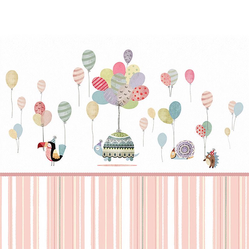Frendorf | Kinder Kunst Baby Wandtapete mit Tier- und Ballonmuster Pastellfarbe Wandbekleidung für das Kinderzimmer