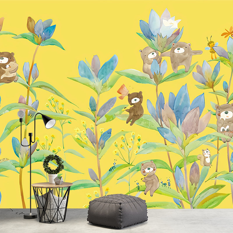 Frendorf | Beer in Bloemen Wanddecoraties Kinderkunst Waterproof Babykamer Wanddecoratie, Op Maat Beschikbaar