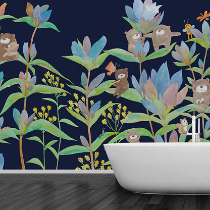 Frendorf | Beer in Bloemen Wanddecoraties Kinderkunst Waterproof Babykamer Wanddecoratie, Op Maat Beschikbaar