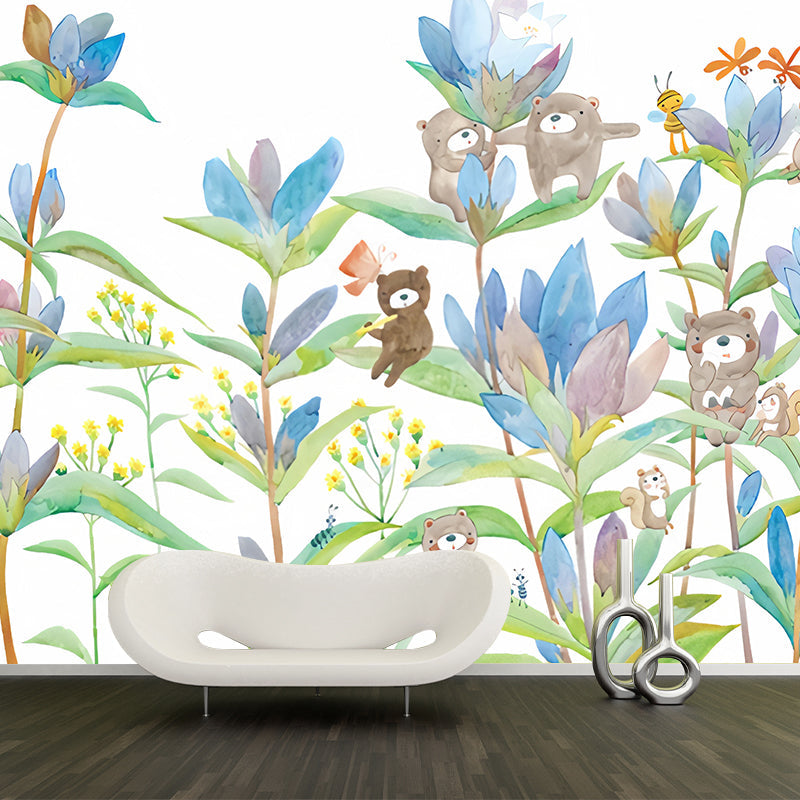 Frendorf | Beer in Bloemen Wanddecoraties Kinderkunst Waterproof Babykamer Wanddecoratie, Op Maat Beschikbaar