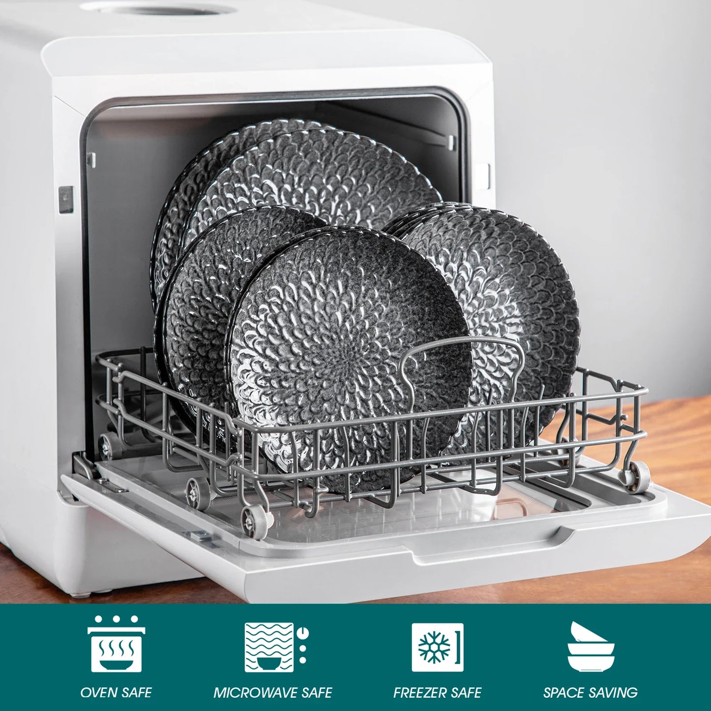 Frendorf | 12/24 Stück Steinzeug Geschirrset Texturiertes Keramik Kombinationsset