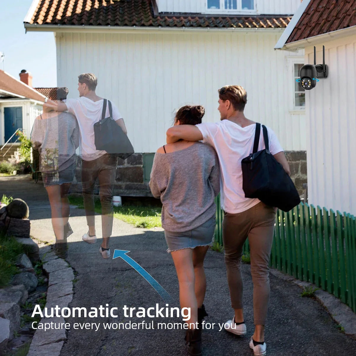 1080P WiFi PTZ Sicherheitskamera: Nachtsicht, Zwei-Wege-Intercom, Fernüberwachung, KI-Alarm, IP66 wasserdicht