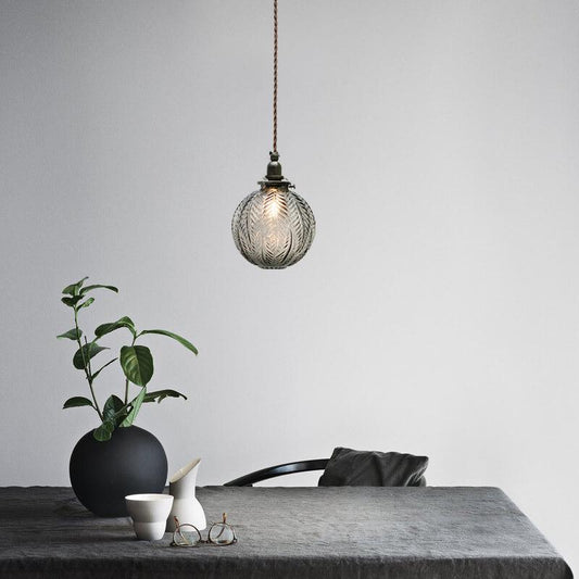 Frendorf | LotuSphere Retro Glas Pendelleuchte | Elegantes Design | Lotus-Struktur | Dekoratives Licht