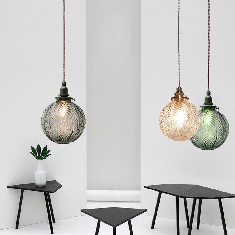 Frendorf | LotuSphere Retro Glas Pendelleuchte | Elegantes Design | Lotus-Struktur | Dekoratives Licht