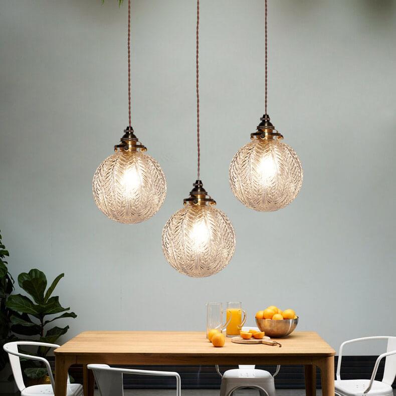 Frendorf | LotuSphere Retro Glas Pendelleuchte | Elegantes Design | Lotus-Struktur | Dekoratives Licht