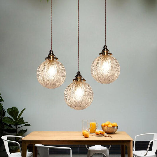 Frendorf | LotuSphere Retro Glas Pendelleuchte | Elegantes Design | Lotus-Struktur | Dekoratives Licht