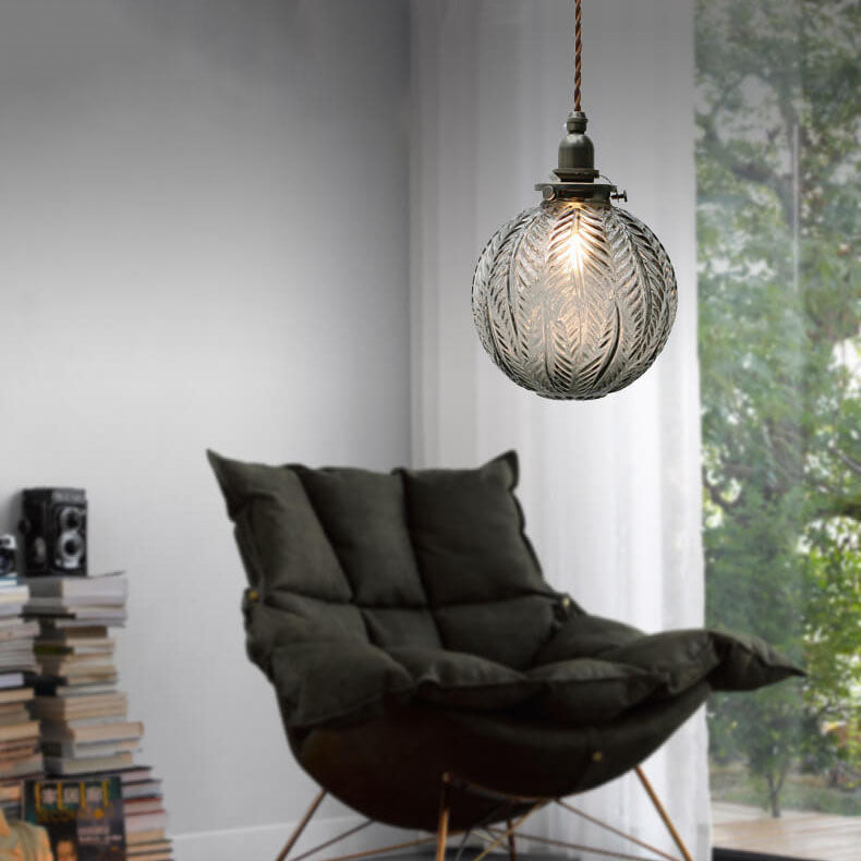 Frendorf | LotuSphere Retro Glas Pendelleuchte | Elegantes Design | Lotus-Struktur | Dekoratives Licht