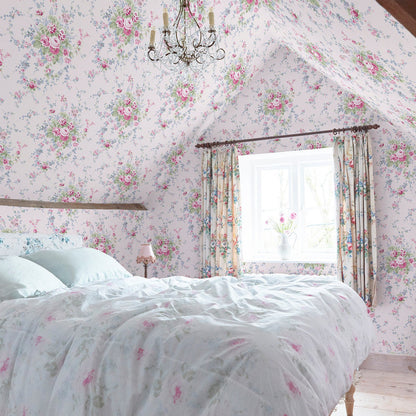 Shabby Chic Tapete von Rachel Ashwell - Gartenblume - Schiefergrau