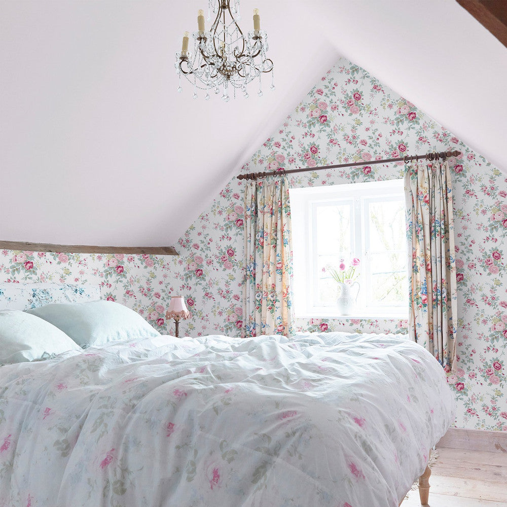 Shabby Chic Tapete von Rachel Ashwell - Wildblume - Salbeigrün