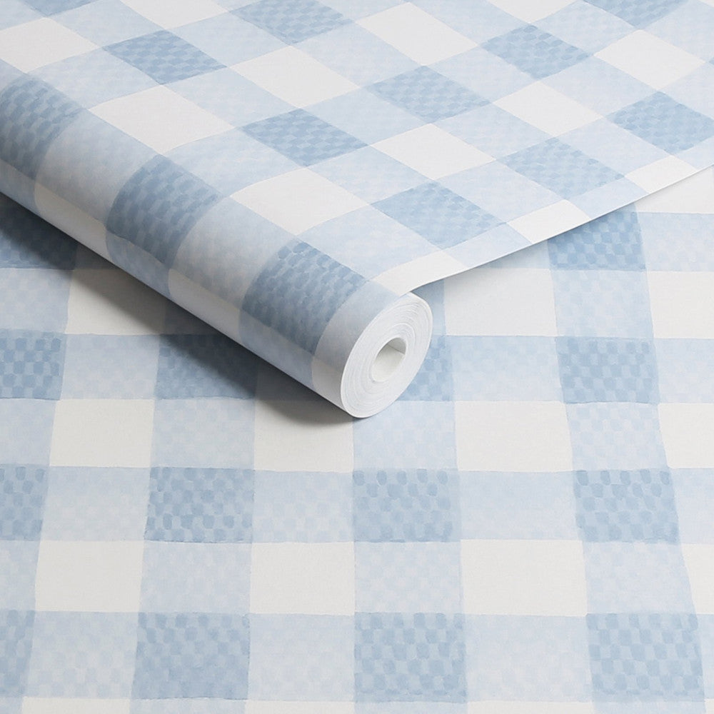Cath Kidston Tapete - Gemaltes Gingham - Blau
