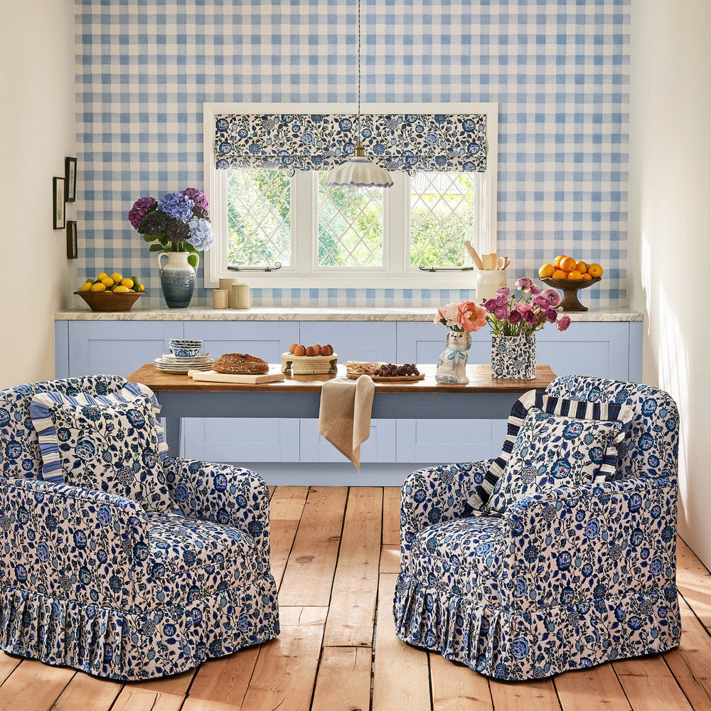 Cath Kidston Tapete - Gemaltes Gingham - Blau