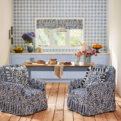 Cath Kidston Tapete - Gemaltes Gingham - Blau