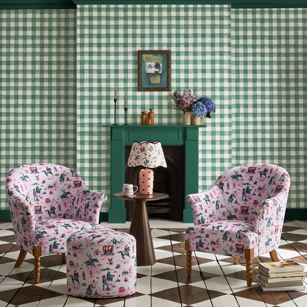 Cath Kidston Tapete - Gemaltes Gingham - Blau