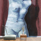 Große Surrealismus Wandmalereien Rot-Blau Rene Magritte Nackte Frauenzeichnung Wanddeko, Maßgeschneiderte Größe