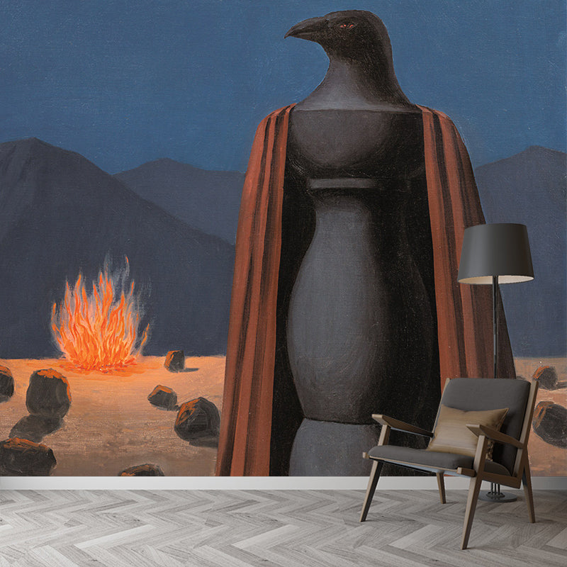 Frendorf | Wildfire Eagle Sculpture Kunst Wandkleden Surrealisme Non-Woven Stof Wandbedekking in Rood-Blauw