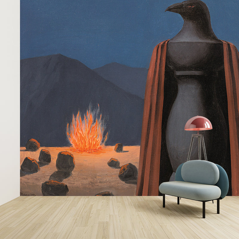 Frendorf | Wildfire Eagle Sculpture Kunst Wandkleden Surrealisme Non-Woven Stof Wandbedekking in Rood-Blauw