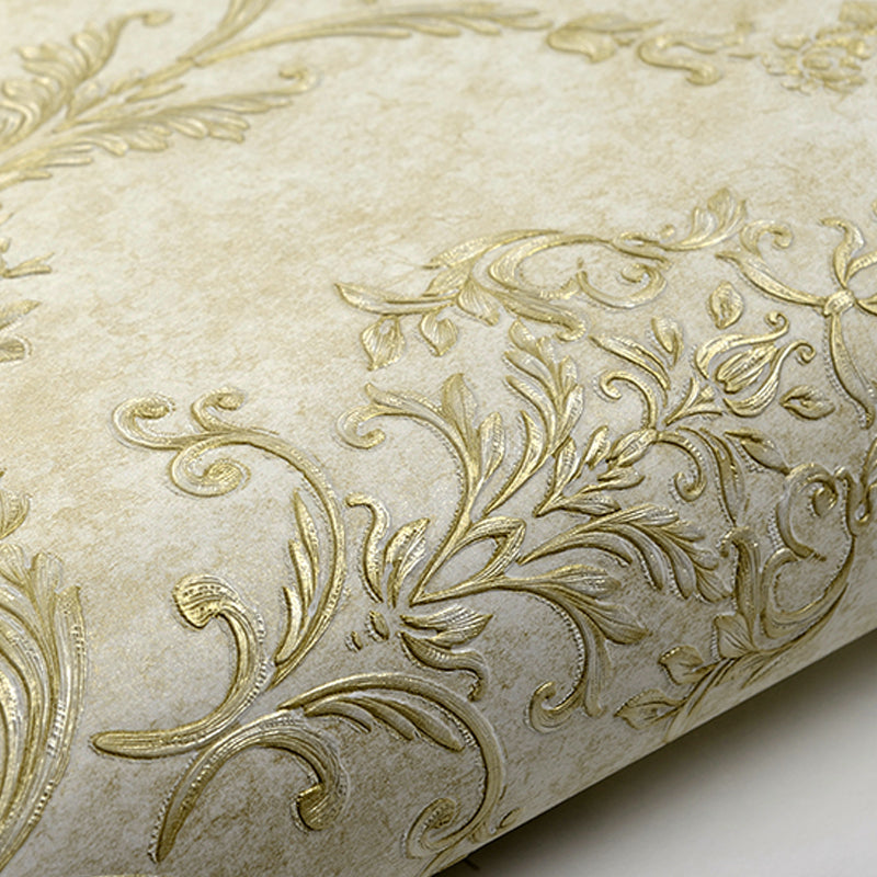Prägedruck Softfarbe Tapete Vintage Stil Jacquard Wandkunst für Schlafzimmer, 33' L x 20.5" W