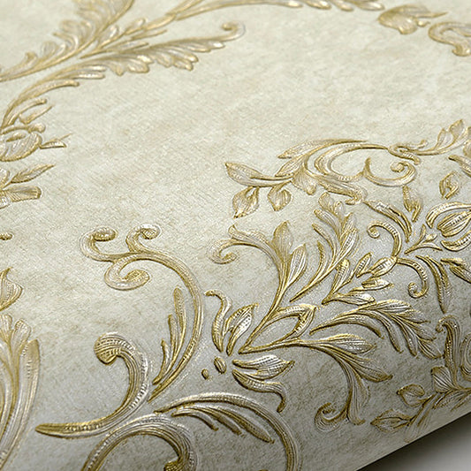 Prägedruck Softfarbe Tapete Vintage Stil Jacquard Wandkunst für Schlafzimmer, 33' L x 20.5" W