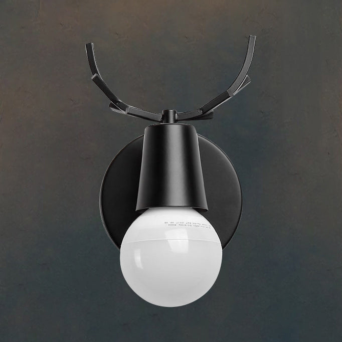 Frendorf | Schwarz/Weiß Geweihdesign Wandleuchte Nordic Stylistisch 1 Glühlampe Metall Wandmontierte Lampe für das Schlafzimmer