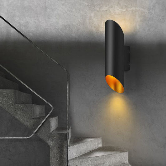 Frendorf | 2 Lichter Treppen Wandlampe mit Röhrenmetallschirm Schwarze Wandmontierte Lampe