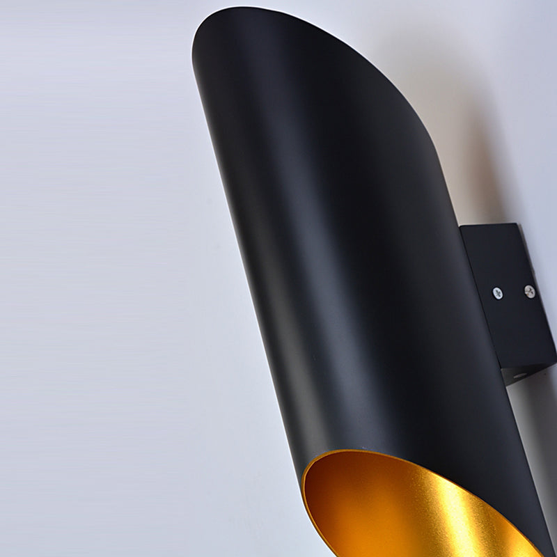 Frendorf | 2 Lichter Treppen Wandlampe mit Röhrenmetallschirm Schwarze Wandmontierte Lampe