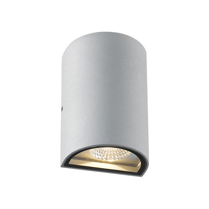 Frendorf | LED Buitenwandwaslamp met Half-Cilinder Aluminium Schaduw Zwart/Grijs Wandlamp in Warm/Wit Licht