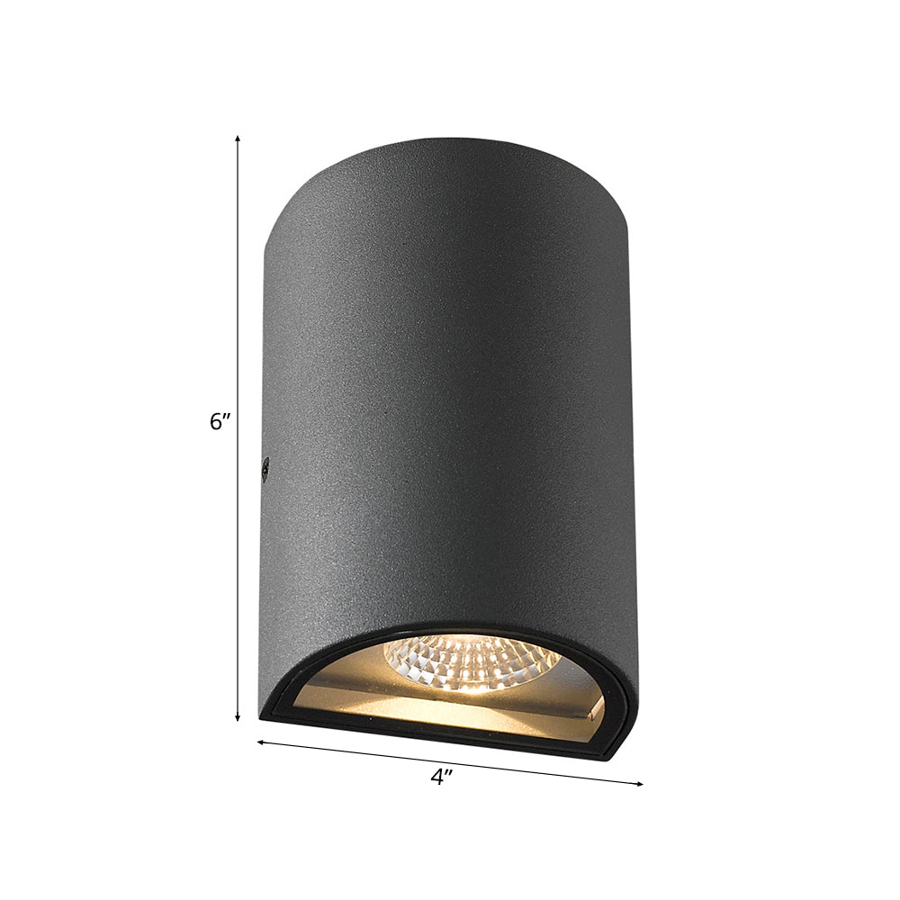 Frendorf | LED Buitenwandwaslamp met Half-Cilinder Aluminium Schaduw Zwart/Grijs Wandlamp in Warm/Wit Licht