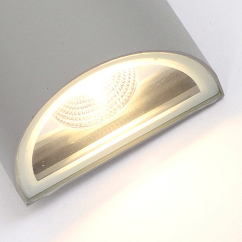 Frendorf | LED Buitenwandwaslamp met Half-Cilinder Aluminium Schaduw Zwart/Grijs Wandlamp in Warm/Wit Licht