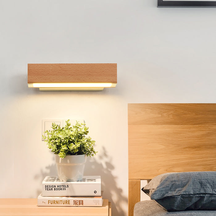 Frendorf | Rotatable Weiß/Schwarz Lineare Wandlampe Moderne Einzellicht Holzwandleuchte zum Lesen in Warm/Weiß/Naturlicht