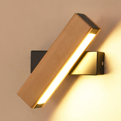 Frendorf | Rotatable Weiß/Schwarz Lineare Wandlampe Moderne Einzellicht Holzwandleuchte zum Lesen in Warm/Weiß/Naturlicht