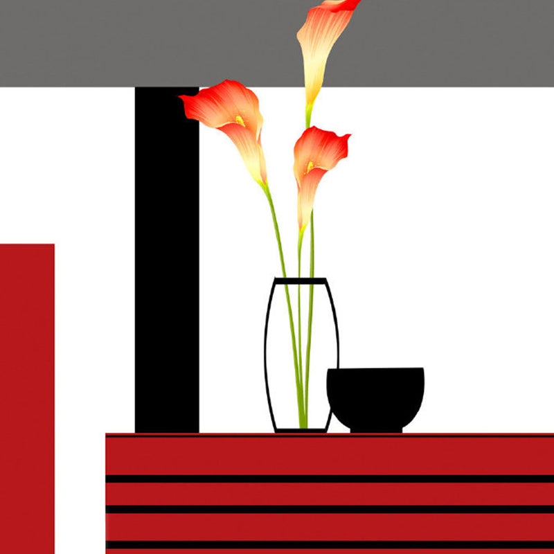Frendorf | Ganze Calla-Lilie Wandkunst Künstliche Schöne Blumen Wanddekoration in Rot-Schwarz