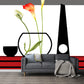 Frendorf | Ganze Calla-Lilie Wandkunst Künstliche Schöne Blumen Wanddekoration in Rot-Schwarz