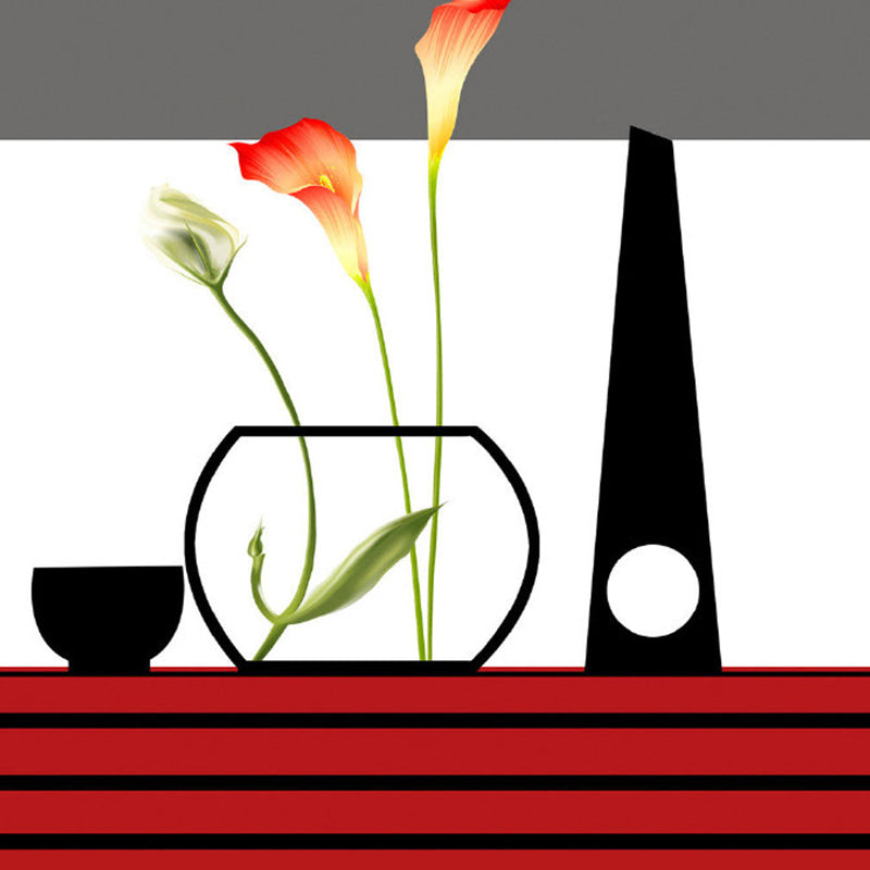 Frendorf | Ganze Calla-Lilie Wandkunst Künstliche Schöne Blumen Wanddekoration in Rot-Schwarz