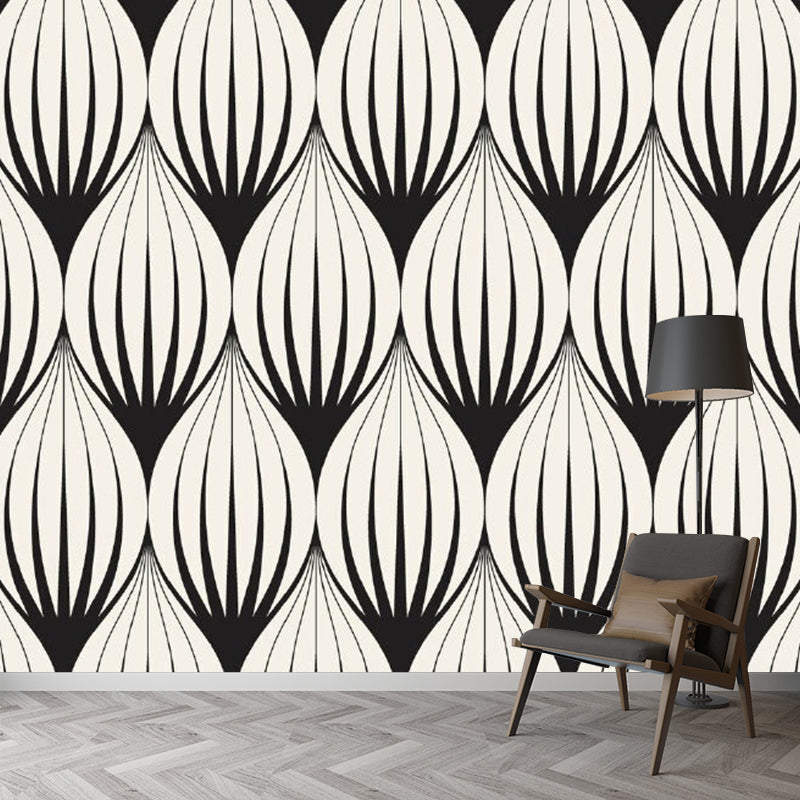Frendorf | Zwart-Wit Regenval Muurdecoratie Vochtbestendig Moderne Slaapkamer Wandbehandeling
