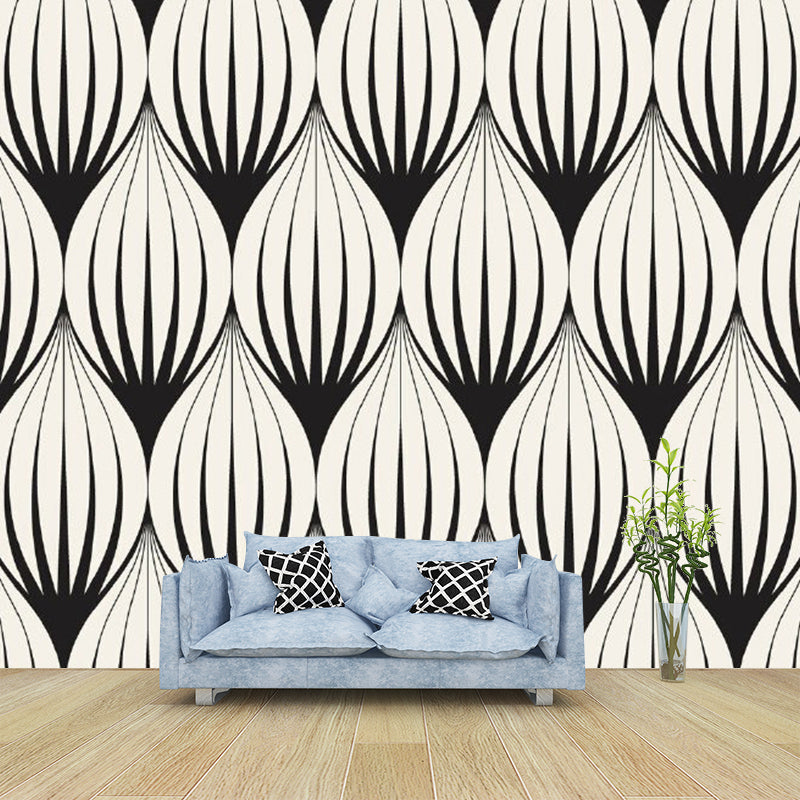 Frendorf | Zwart-Wit Regenval Muurdecoratie Vochtbestendig Moderne Slaapkamer Wandbehandeling