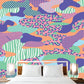 Bohemian Abstract Pattern Wandtapeten Lila-Grün Geometrische Wandverkleidung für Akzentwand