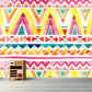 Frendorf | Roze-Geel Zigzag Wandmuur Moisture Resistant Bohemia Woonkamer Wandbedekking