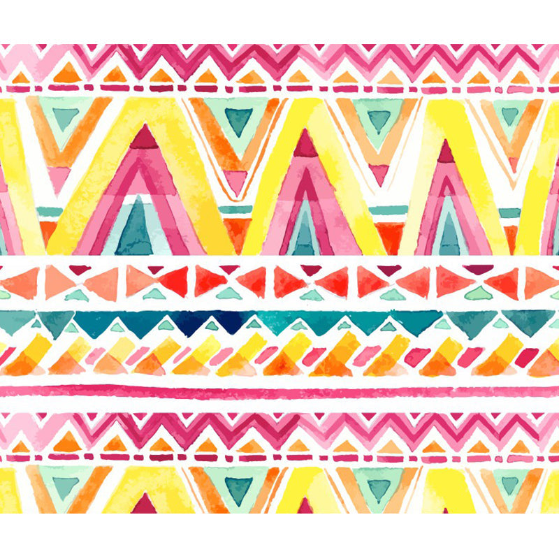 Frendorf | Roze-Geel Zigzag Wandmuur Moisture Resistant Bohemia Woonkamer Wandbedekking