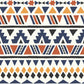 Frendorf | Non Woven Waschbare Wandbilder Bohemian Nahtlos Muster Wandkunst in Blau-Orange-Gelb