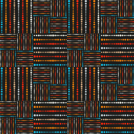 Frendorf | Boho Beaded Check Muurbehang Oranje-Blauw Vlekbestendig Wanddecor voor Thuis