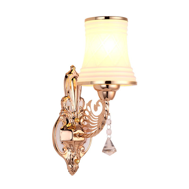Frendorf | Opal Glas Getaperde Bel Wandlamp Verlichting Modern 1 Hoofd Slaapkamer Oppervlakte Wandlamp in Goud